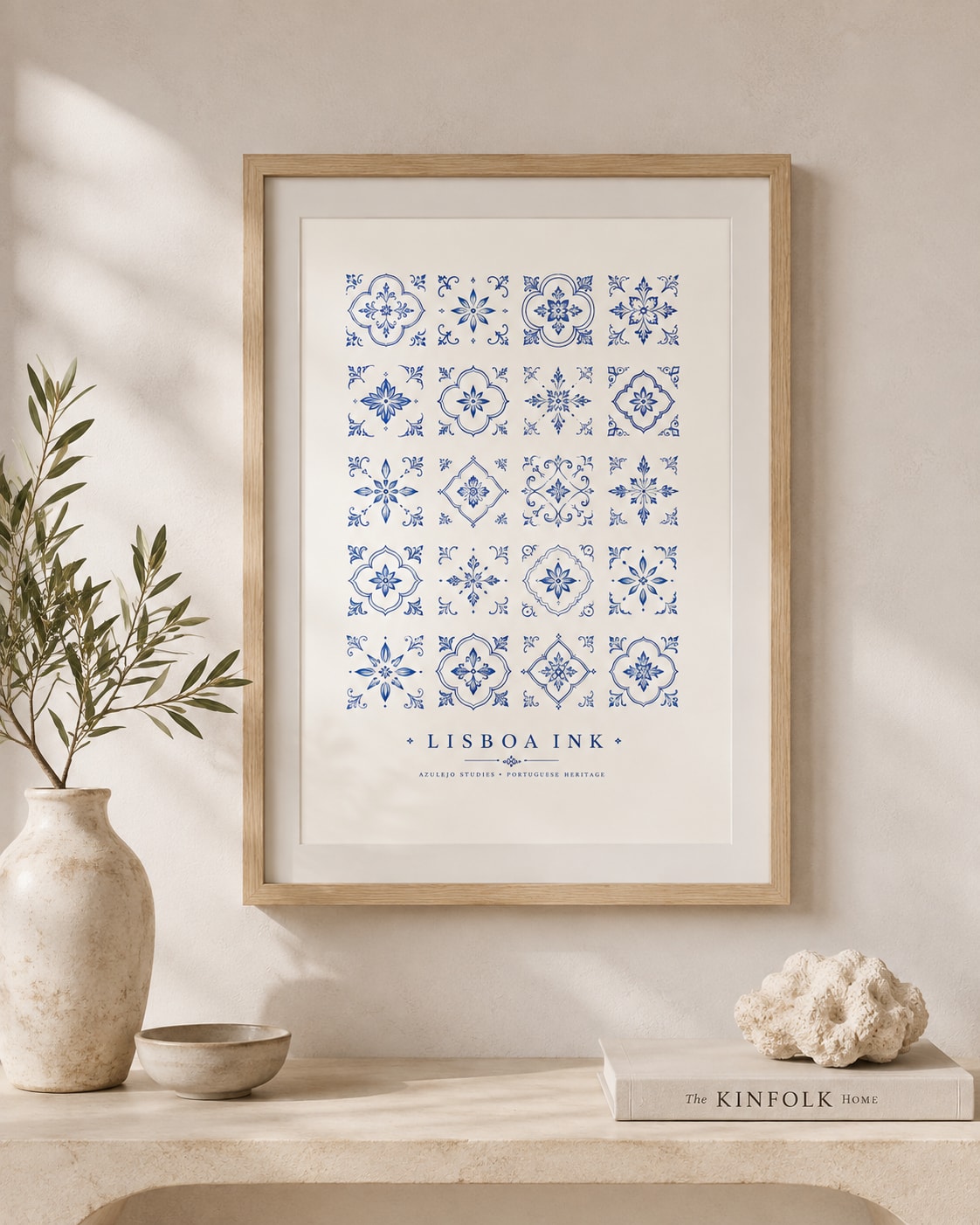 Lisboa Ink framed print styled in a room — Mediterra collection