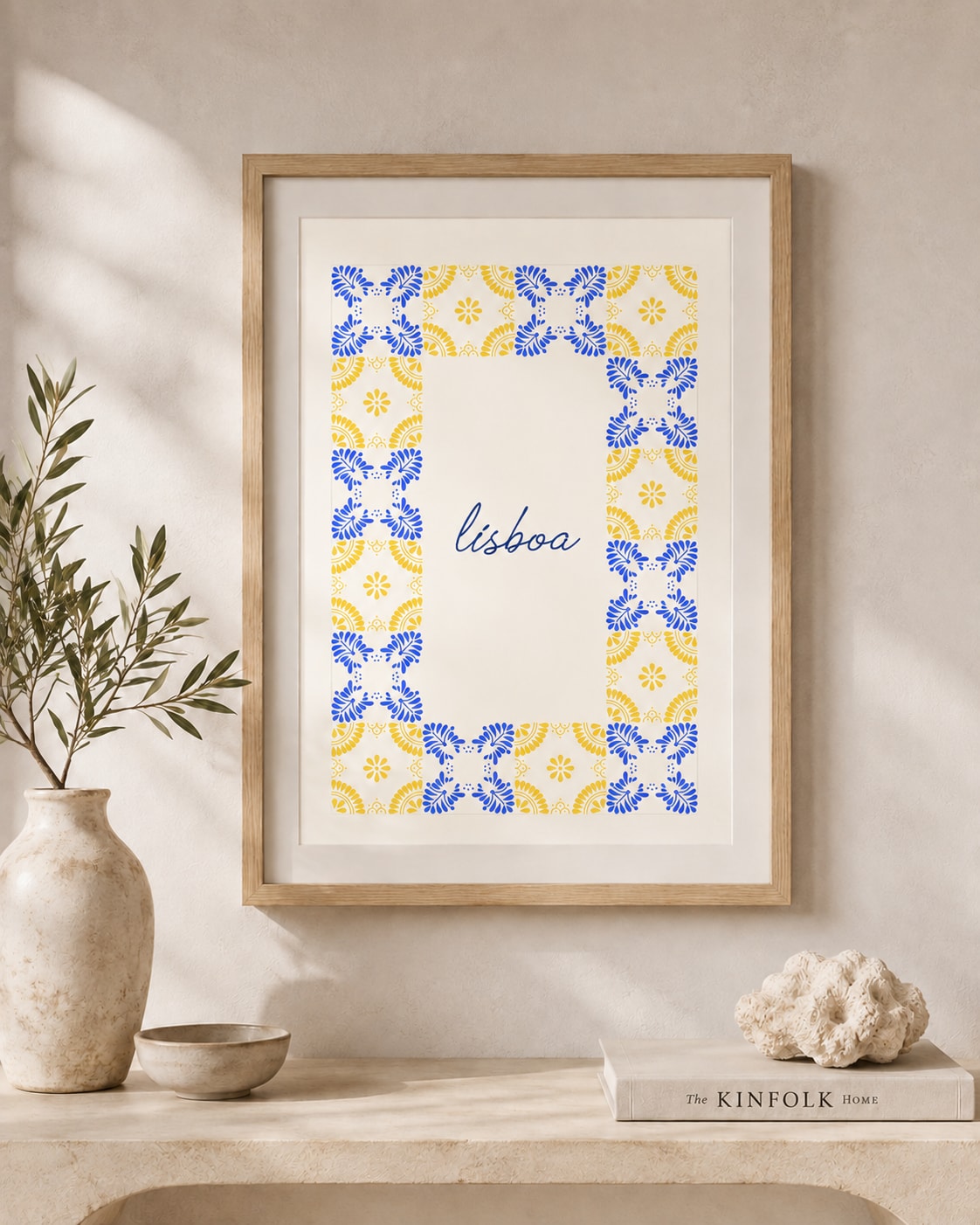 Lisboa framed print styled in a room — Mediterra collection