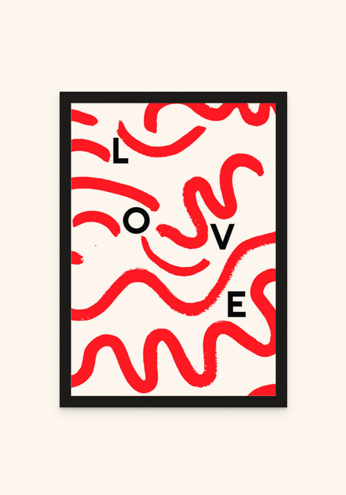 Love Squiggles framed print in a black frame — Art Spectrum