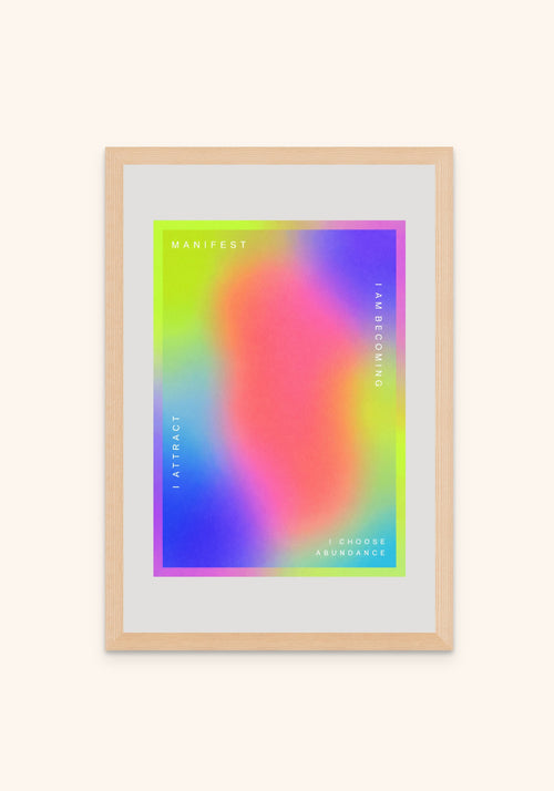 Manifest geometric art print in an oak frame — Art Spectrum