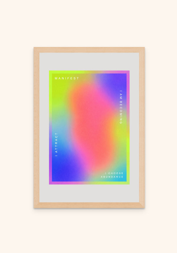 Manifest geometric art print in an oak frame — Art Spectrum
