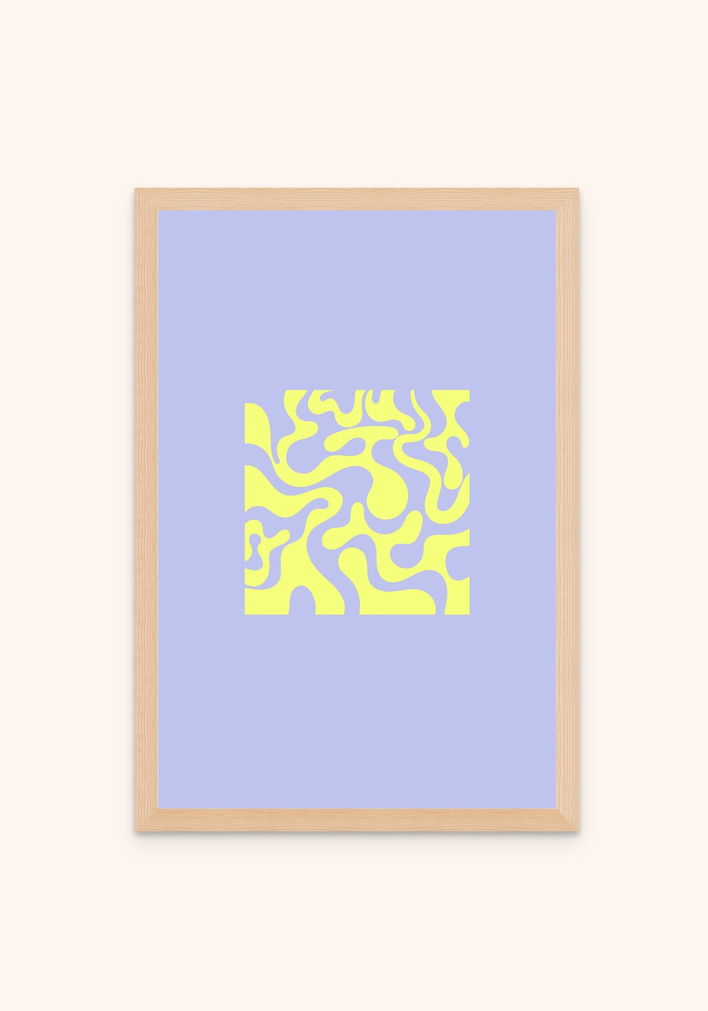 Neon Maze geometric art print in an oak frame — Art Spectrum