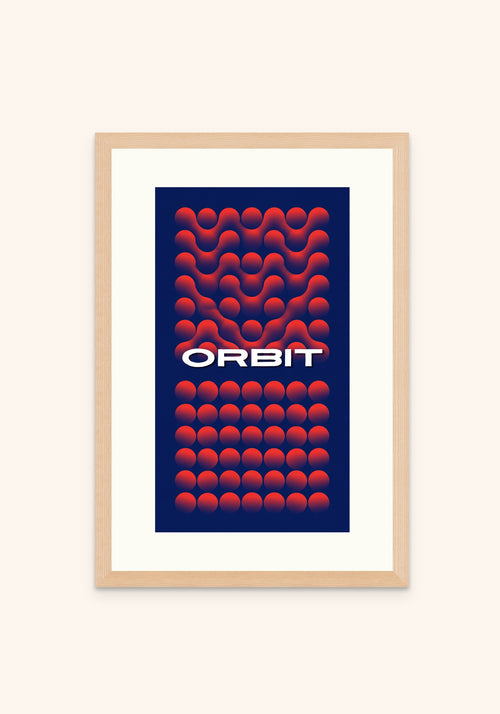 Orbit geometric art print in an oak frame — Art Spectrum