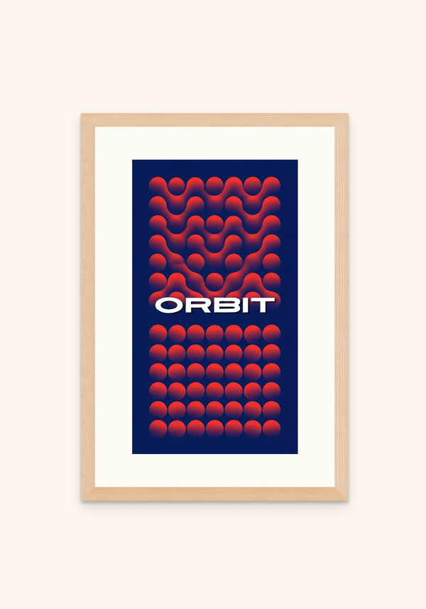 Orbit geometric art print in an oak frame — Art Spectrum