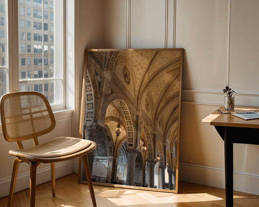 Painted Arches photography framed canvas print on display in a styled room — Art Spectrum