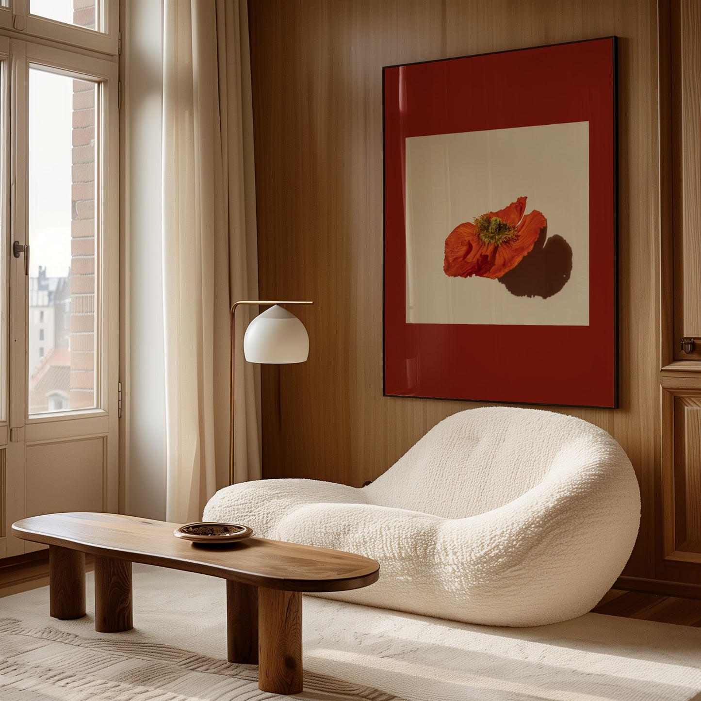 Poppy nature art framed canvas print styled in a modern interior — Art Spectrum