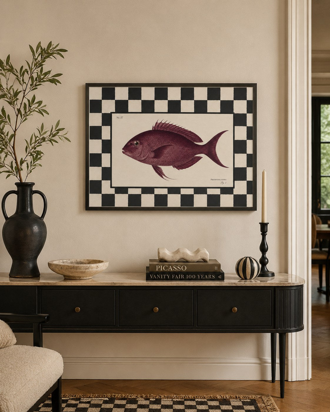 Rubra vintage framed print styled in a modern interior — Art Spectrum