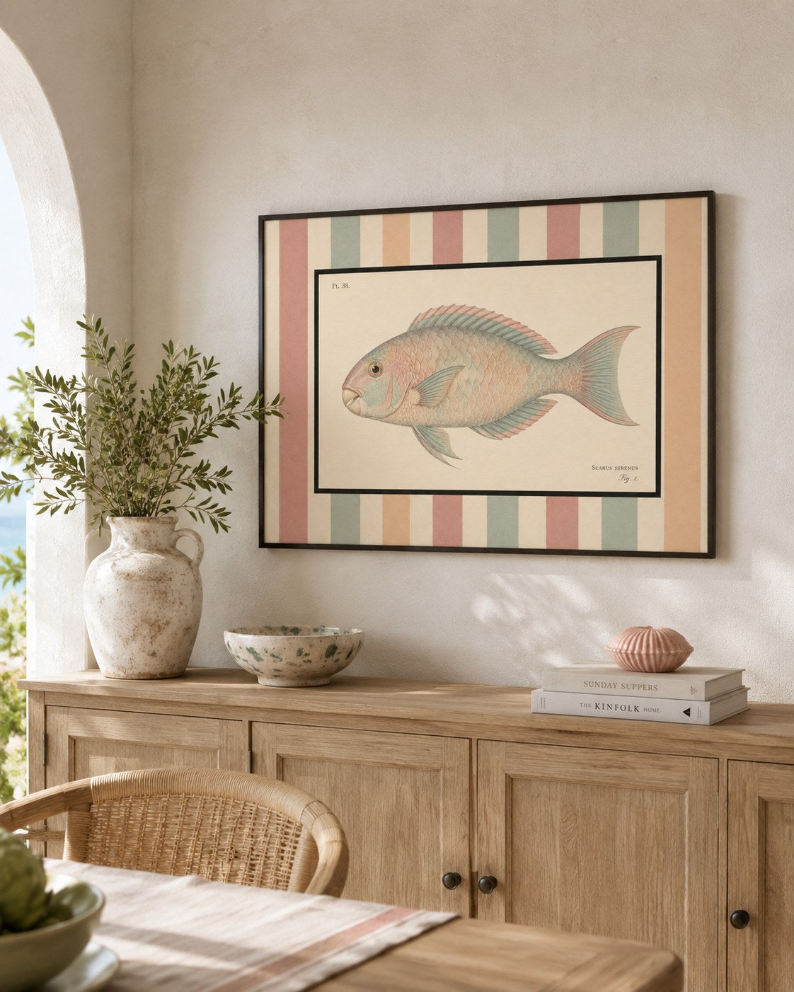 Scarus vintage framed print styled in a modern interior — Art Spectrum