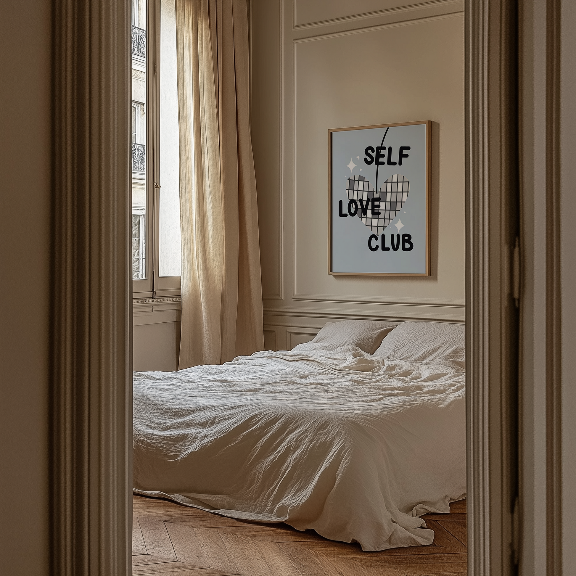 Self Love Club print styled in a modern interior — Art Spectrum