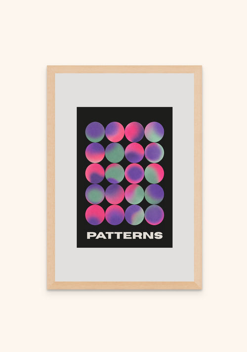 Sequence geometric art print in an oak frame — Art Spectrum