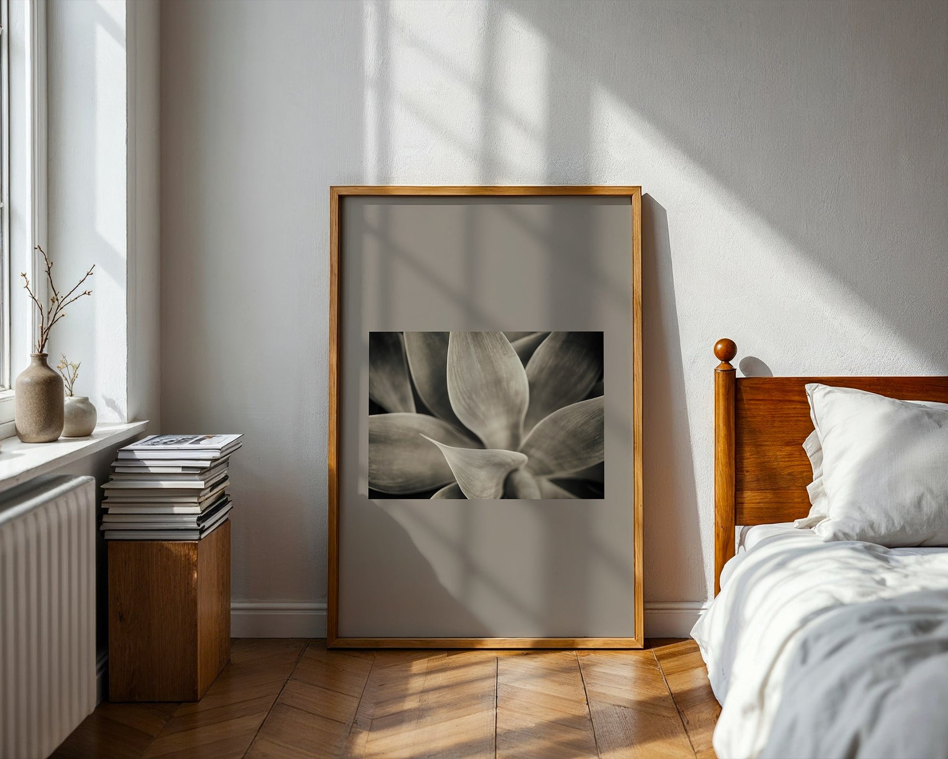 Serene nature art framed canvas print styled in a modern interior — Art Spectrum