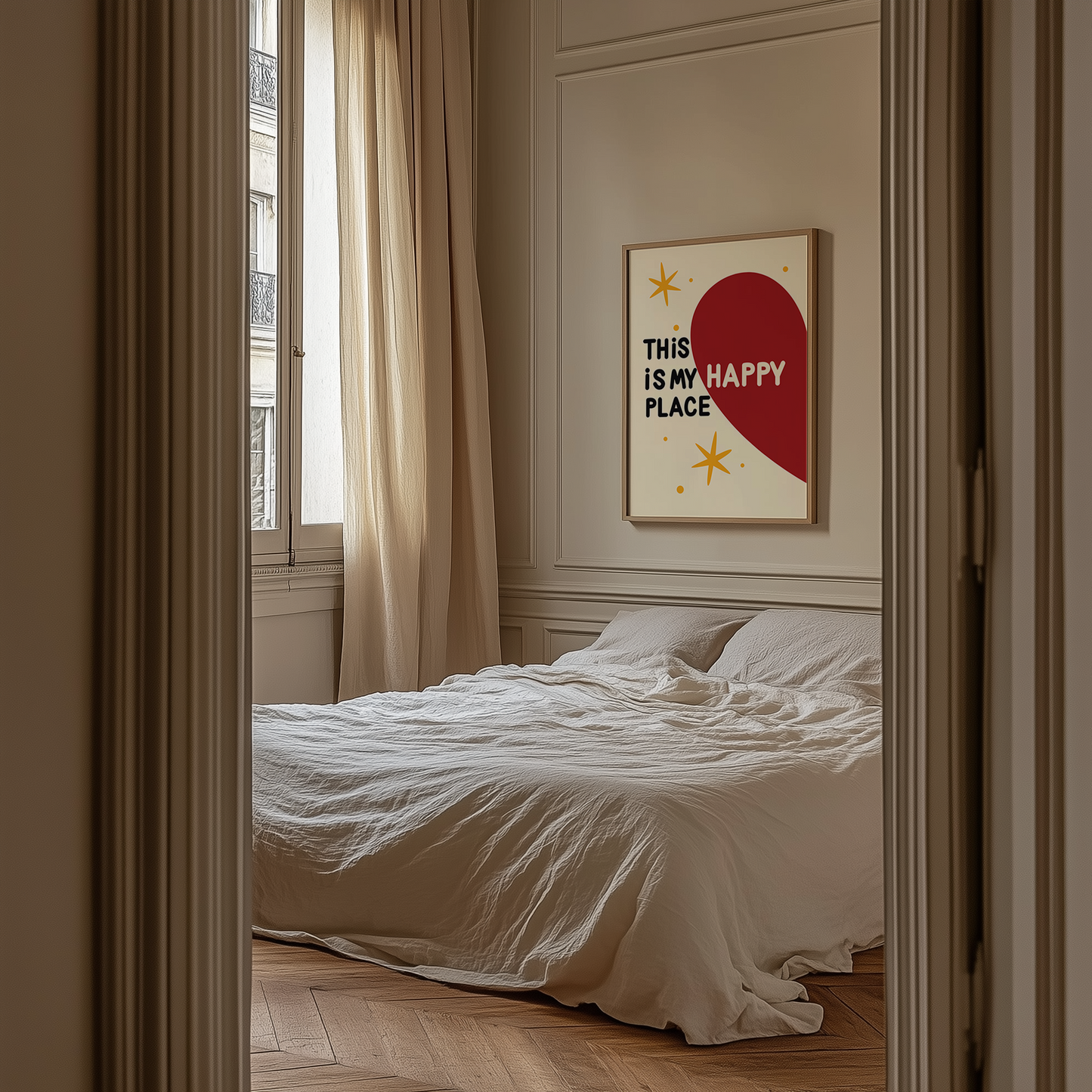 This Is My Happy Place print styled in a modern interior — Art Spectrum