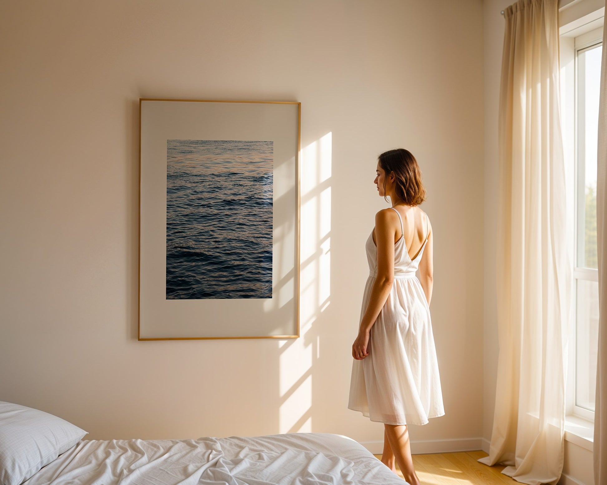 Tidal nature art framed canvas print styled in a modern interior — Art Spectrum