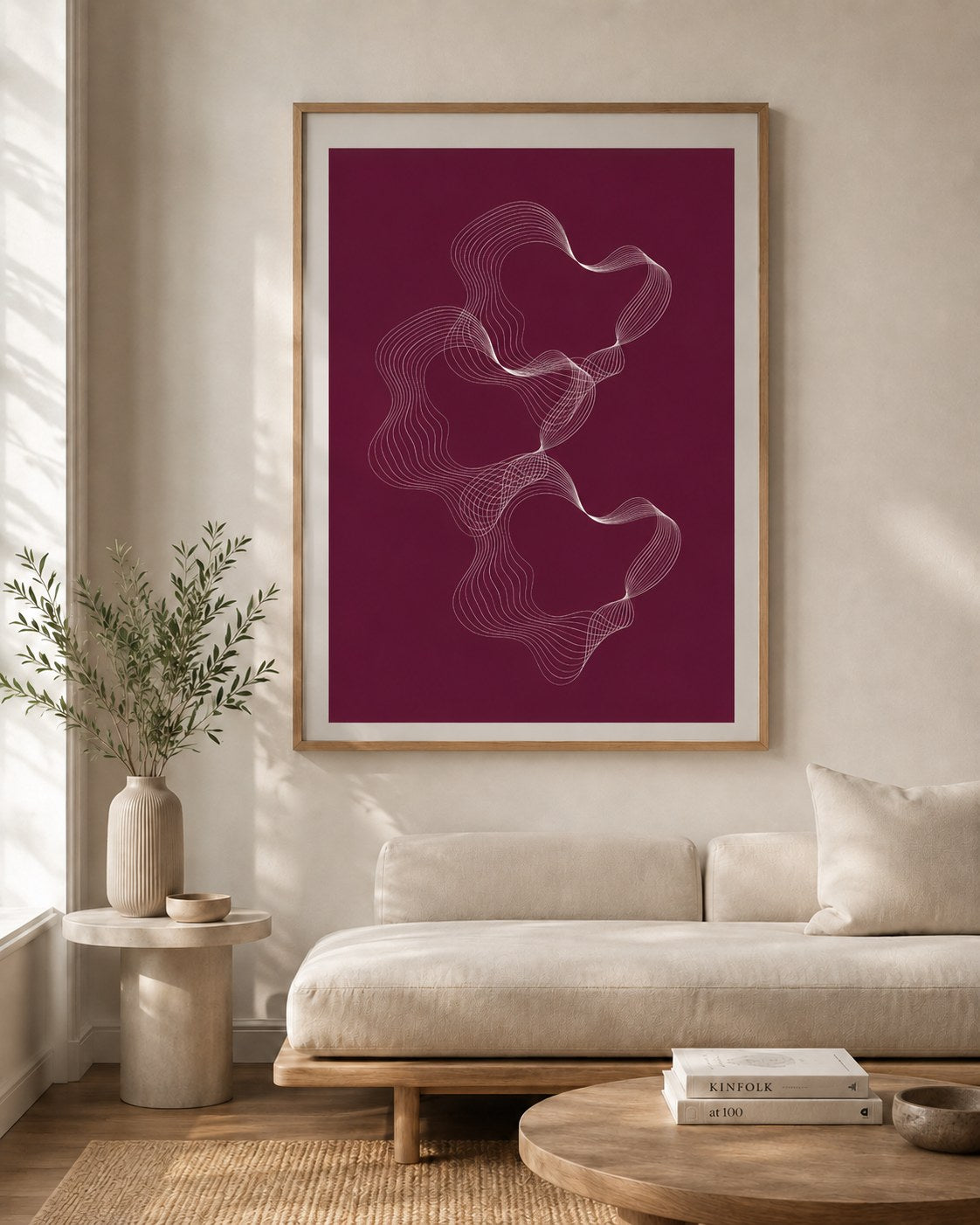 Velvet Wave geometric abstract framed art print styled in a modern interior — Art Spectrum