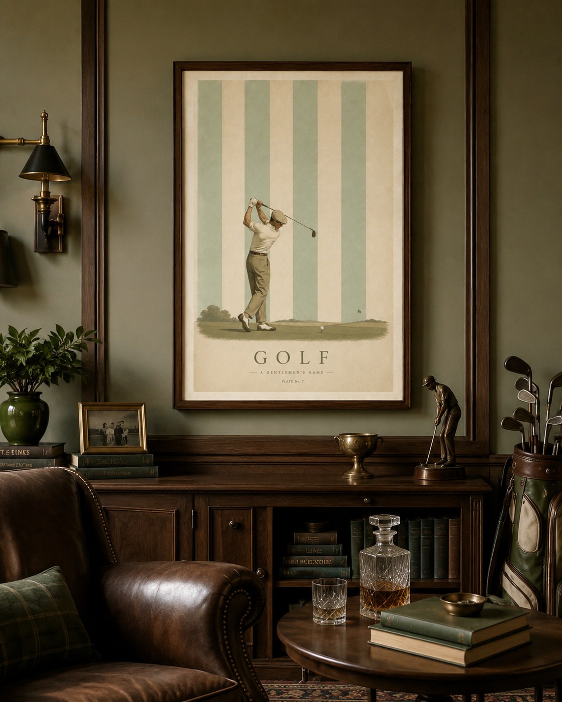 Vintage Golf vintage framed print styled in a modern interior — Art Spectrum
