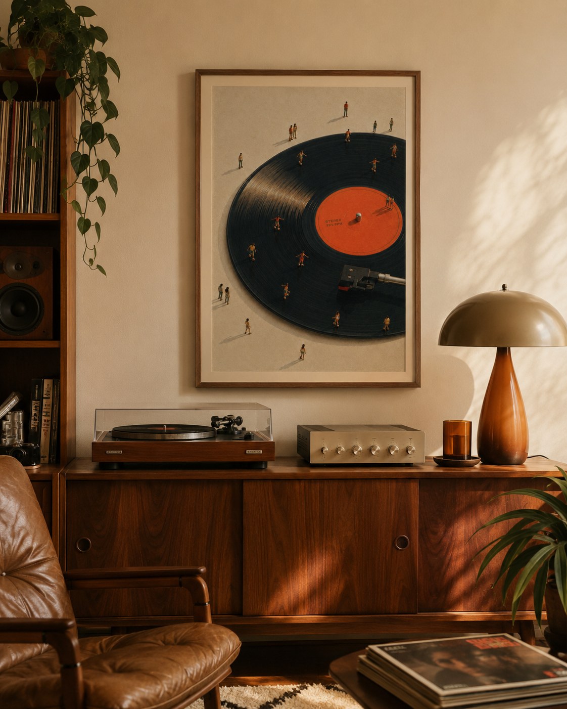 Vinyl vintage framed print styled in a modern interior — Art Spectrum