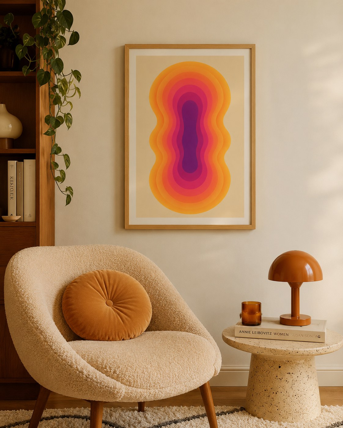 Vitality geometric abstract framed art print styled in a modern interior — Art Spectrum