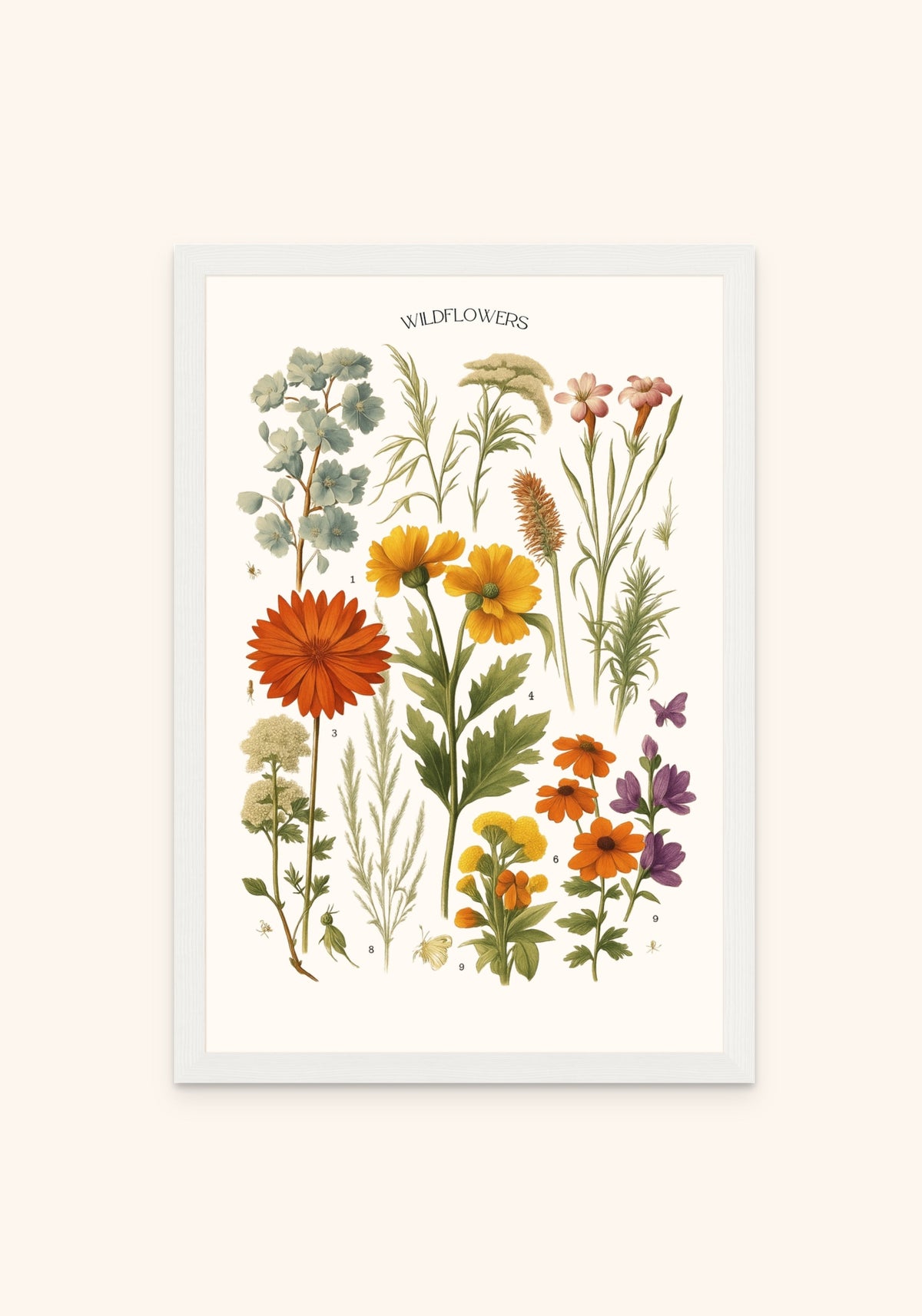 Wildflowers framed print in a white frame — Art Spectrum